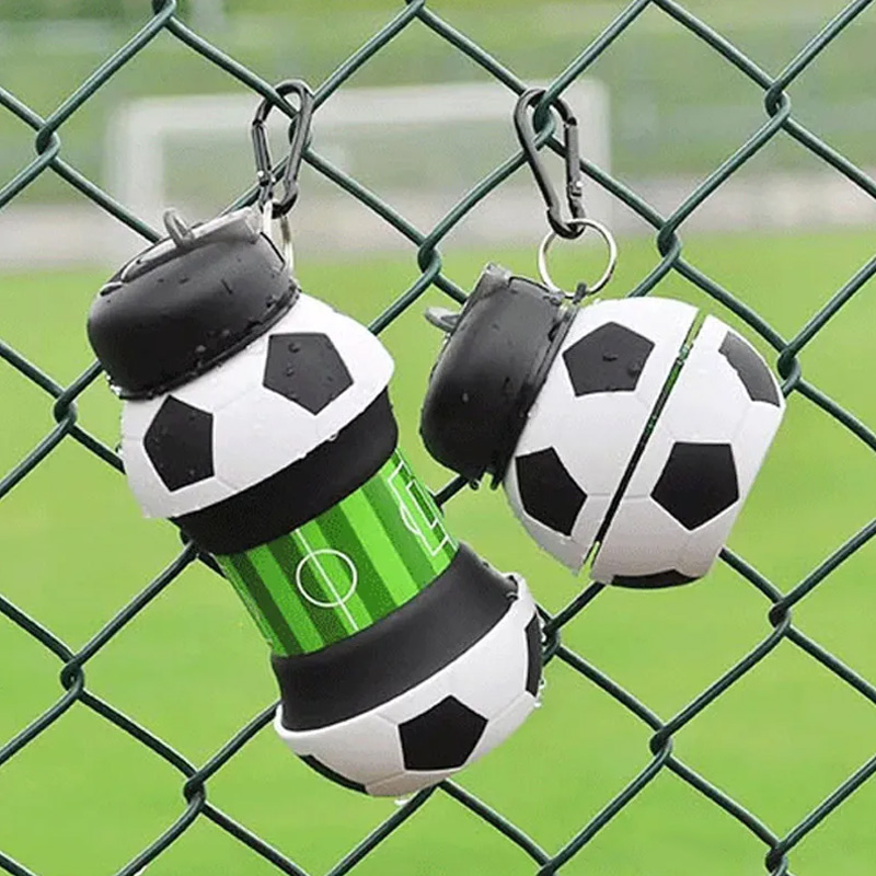 Personalized Foldable Soccer Water Cup Silicone Soccer Sports Water Bottle Custom Name Gift for Soccer Lovers