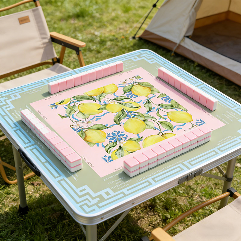 Lemon Print Mahjong Mat Non-Slip Neoprene Game Mat for Mahjong Lovers