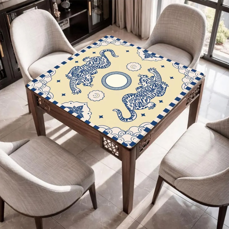 Personalized Mahjong Mat Tiger and Moon Custom Monogram Gift for Mahjong Enthusiasts