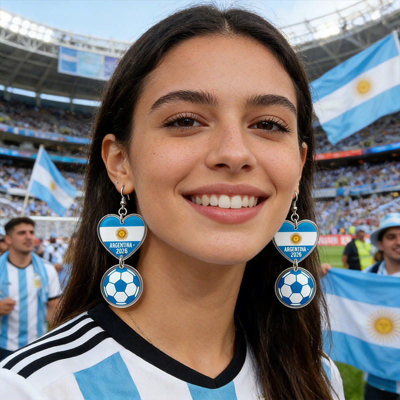 Argentina Flag Earring Soccer Supporter Acrylic Earrings Futbol Gift for Women Cute Jewelry La Albiceleste Jewelry