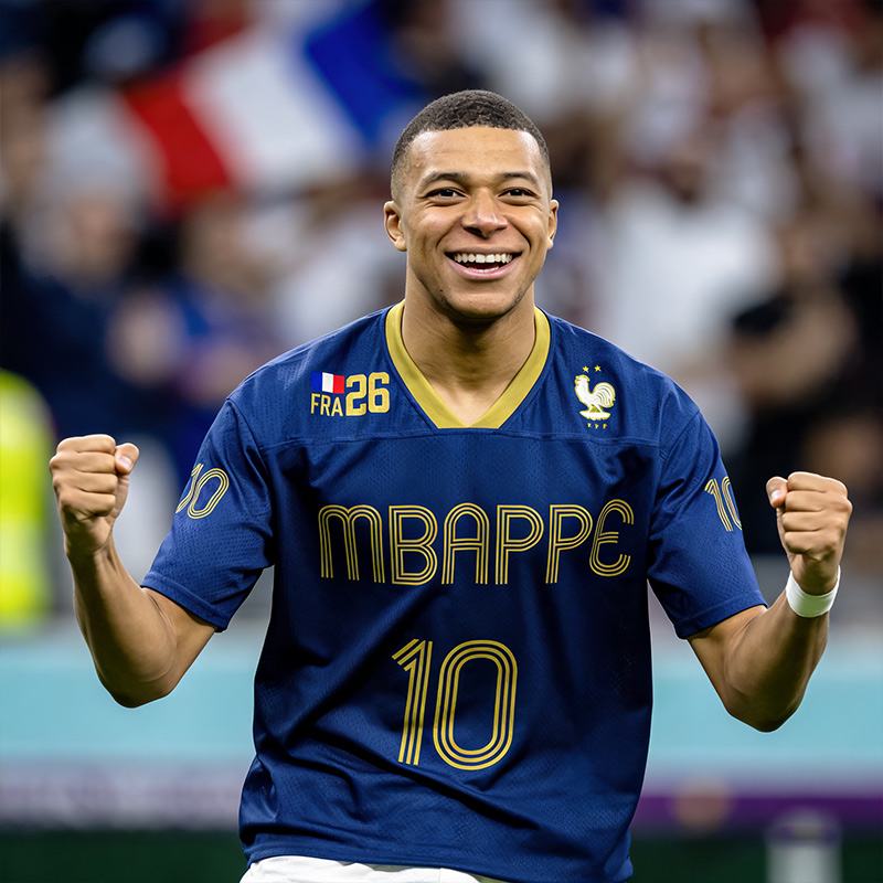 France Style 10 Inspired Football Mesh Jersey Retro Gold Blue Breathable Mesh Soccer Shirt for Fans