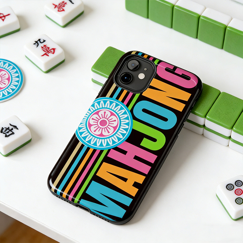 Mahjong Phone Case Bold Colorful Mahjong Phone Case Fun MAHJONG Tile Stripe Design Cover Gift for Mahjong Lovers