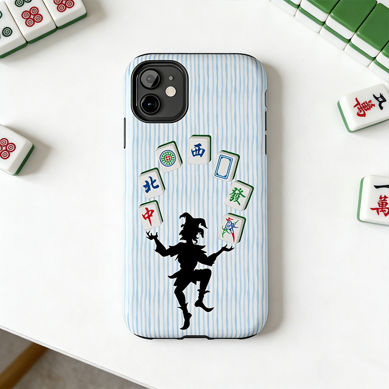 Mahjong Phone Case Juggling Funny Mahjong Joker Tile Design for Mahjong Lovers