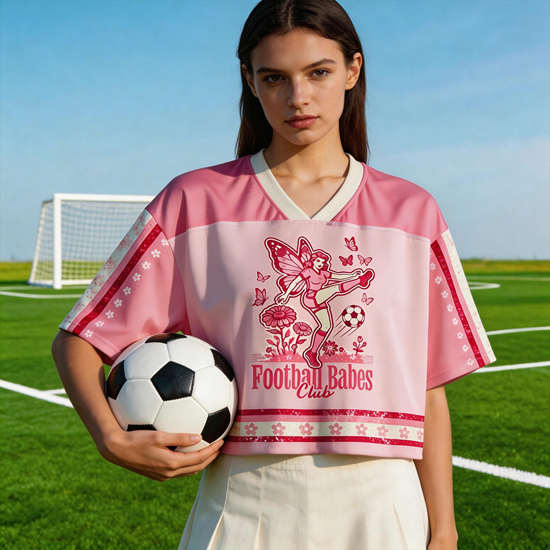 Personalized Pink Soccer Crop Top Jersey Custom Name and Number Soccer Shirt for Fans