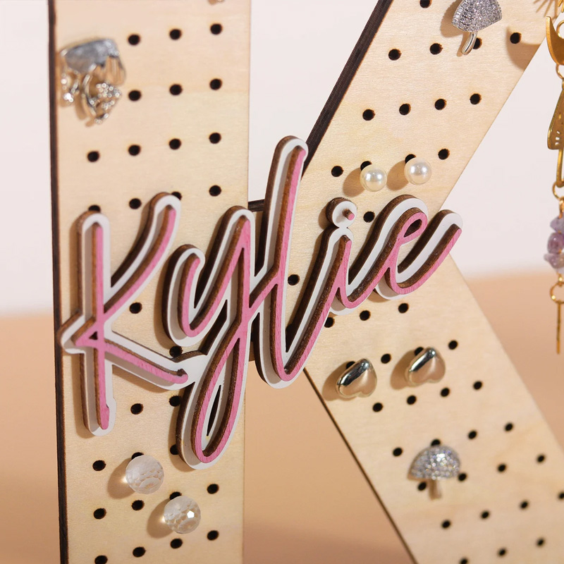 Personalized Earring Holder Custom Earring Display Birthday Gift for Her Wood Jewelry Organizer Gifts for Mom