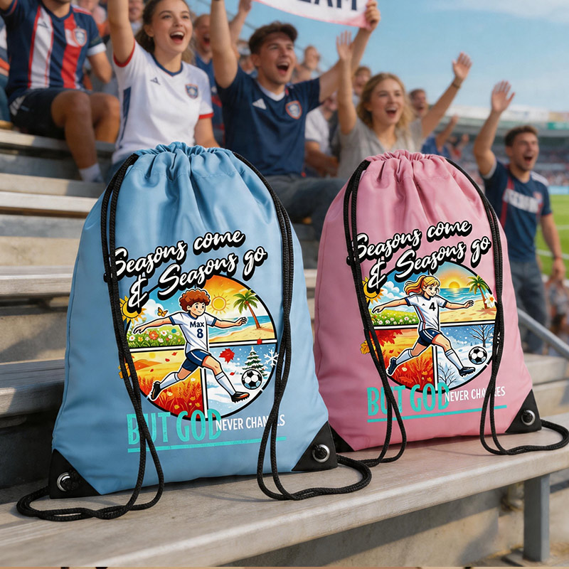 Personalisable Drawstring Soccer Bag Season Come Season Go Customize with Name and Number Gift for Soccer Lovers