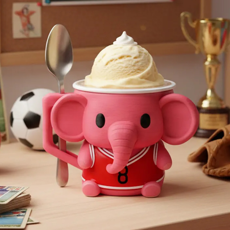 Personalized Jersey Pink Elephant Ice Cream Holder 3D Print Pint Cup for Sport Lovers and Ice Cream Fans