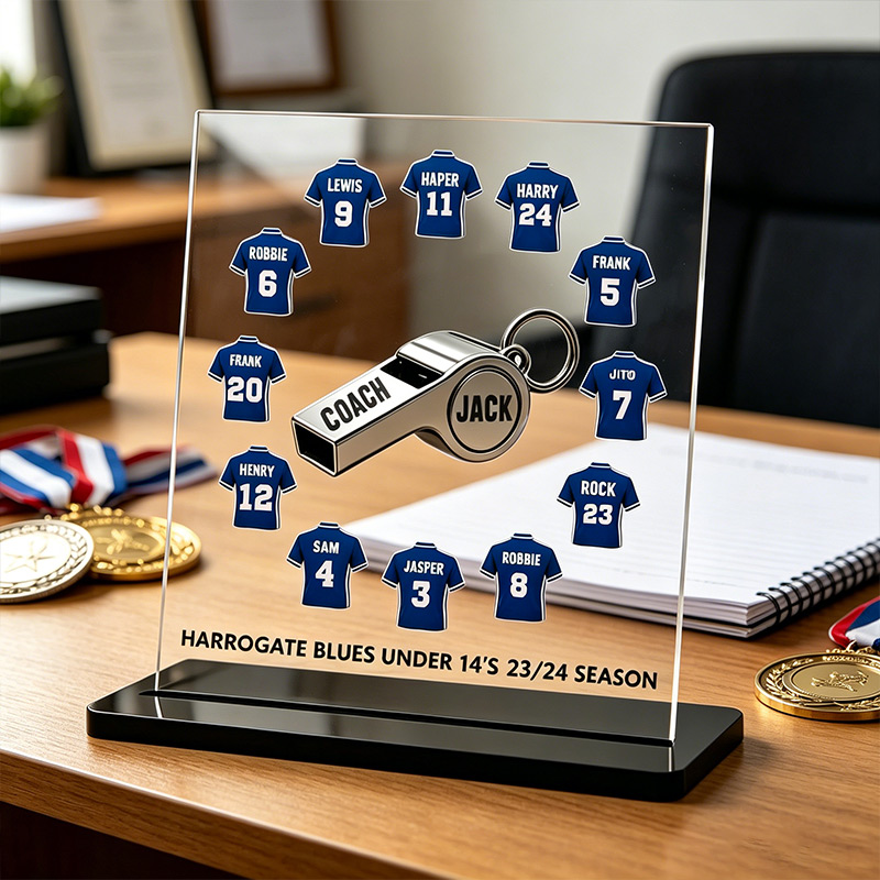 Personalized Soccer Coach Acrylic Plaque Custom Team Name Numbers & Season Thank You Gift