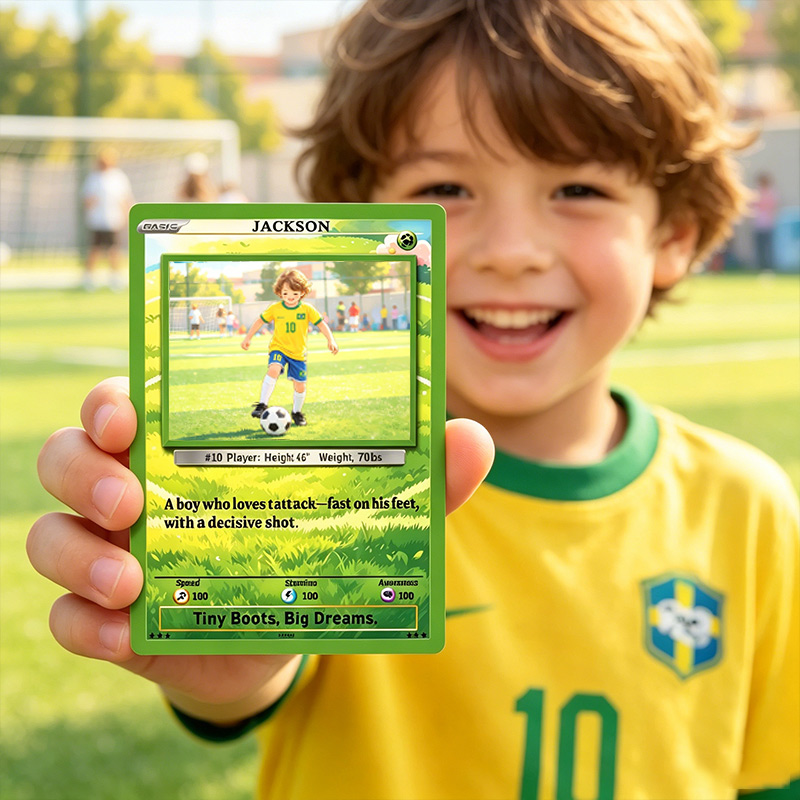 Personalized Funny Classic Card with Photo Glitter Anniversary Game Card Soccer Card Gift for Soccer Player