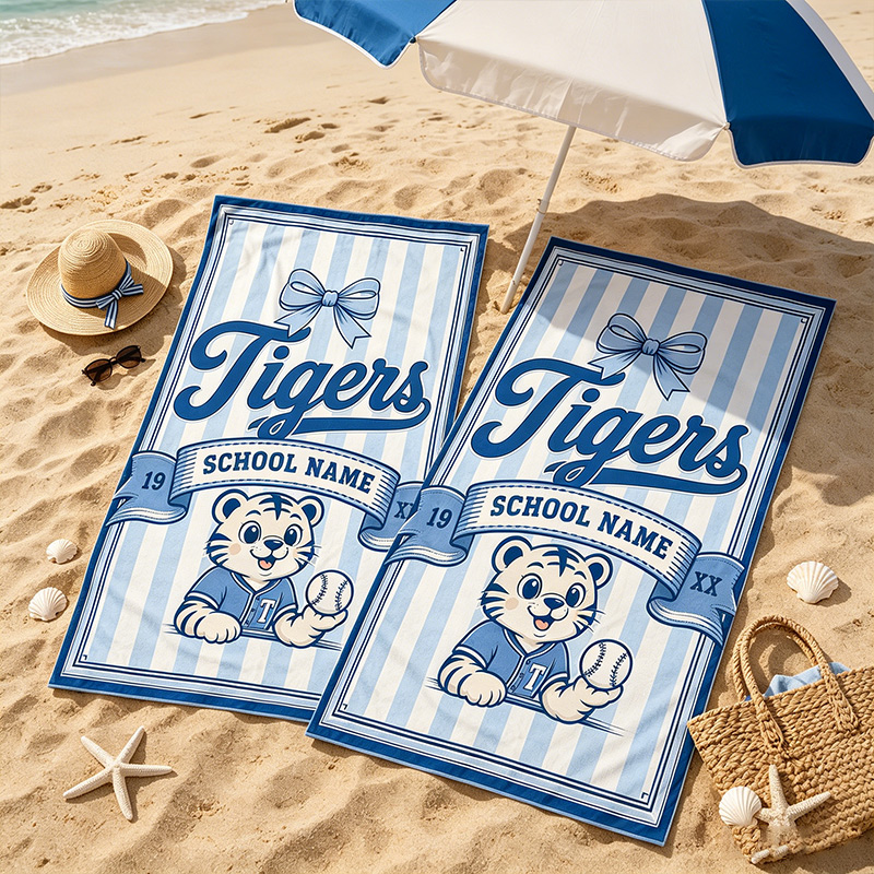 Personalized Campus Mascot Beach Towels Cheer Towels with School and Team Names