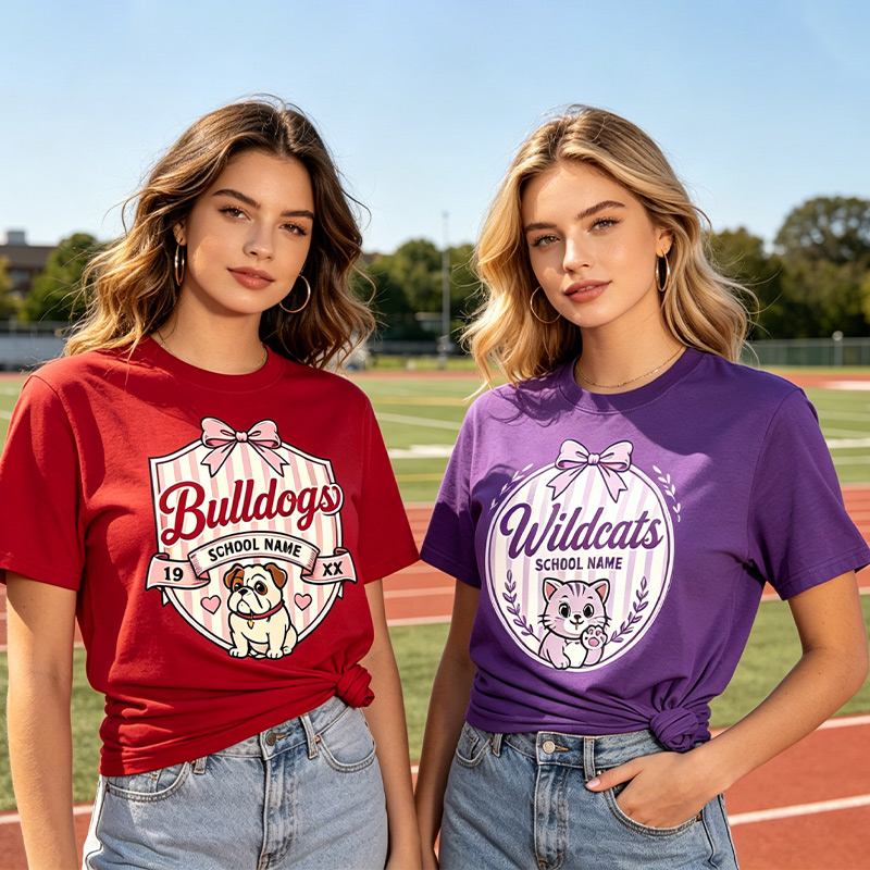 Personalized Classic Mascot T-Shirt Student Cheer T-Shirts Featuring School Name and Year