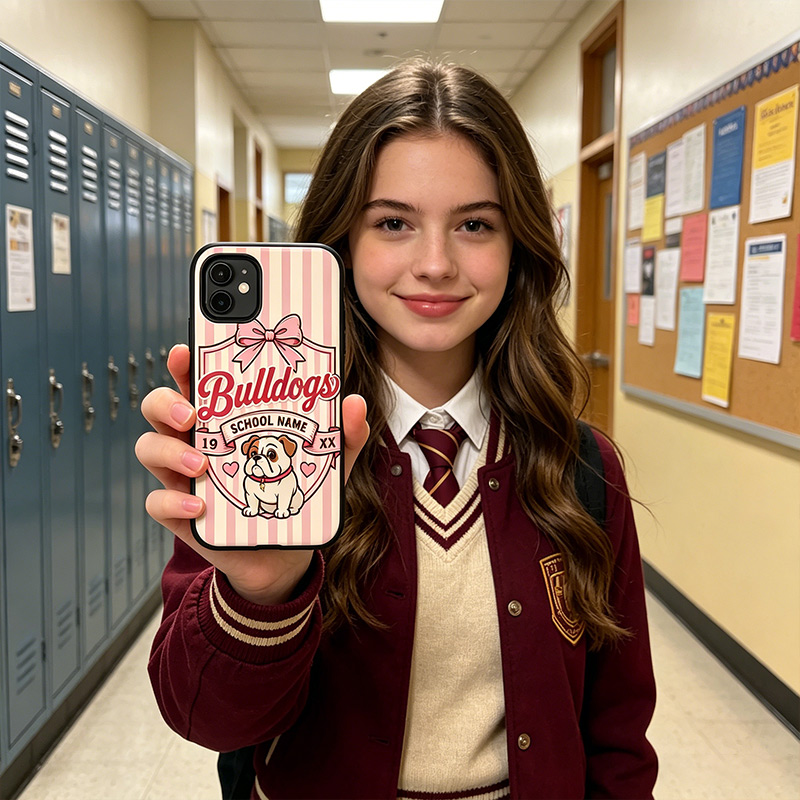Personalized Mascot Phone Cases for School with Stripe Colors Custom School’s Name and Year
