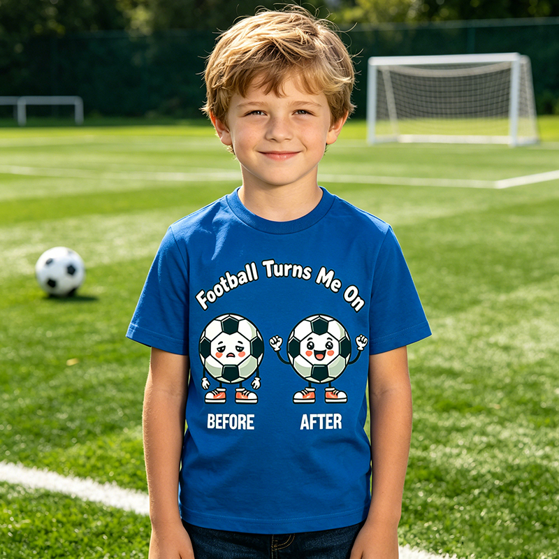 Personalized Football Kid T-shirt Football Turns Me On with Custom Name and Number Gift for Football Little Fans