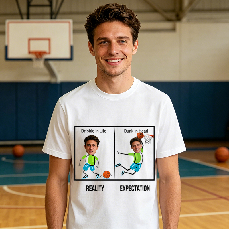 Personalized Basketball T-shirt Dribble in Life Dunk in Head with Custom Photo Gift for Basketball Lovers