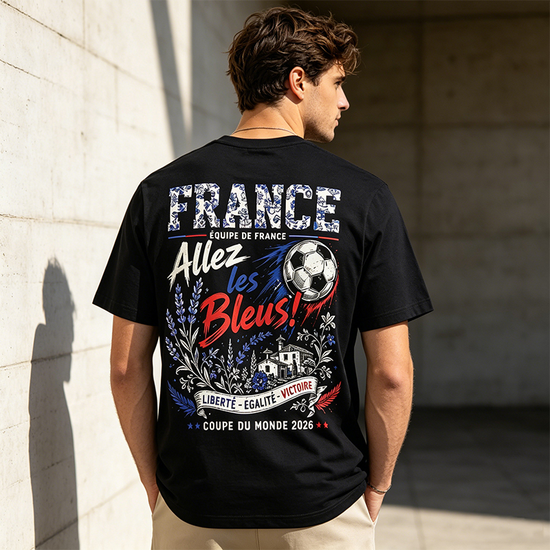 Personalized Football T-shirt Allez Les Bleus Custom Name Gift for France Football Fans