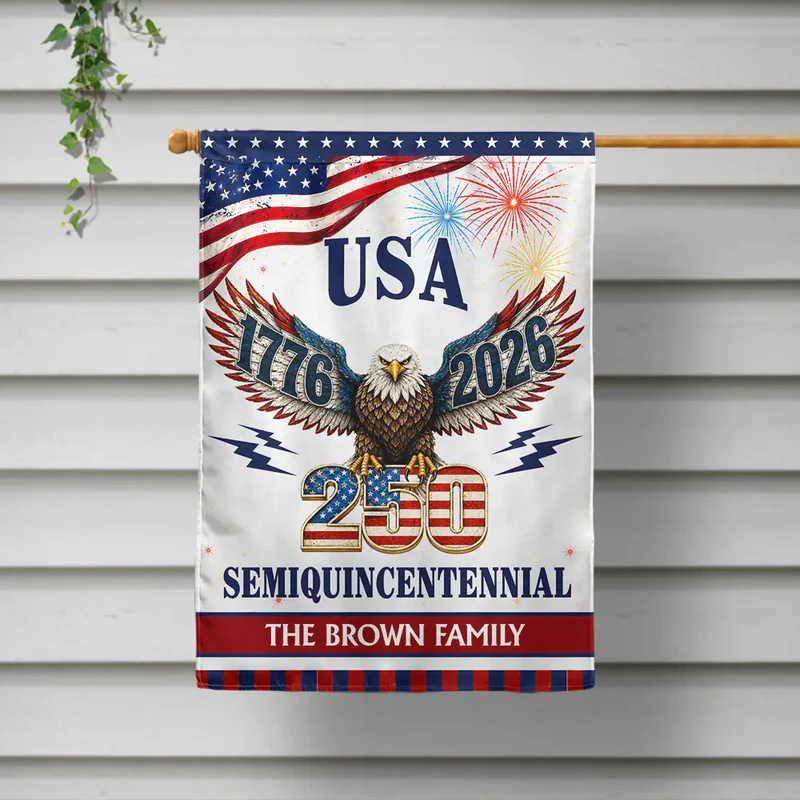 Personalized Garden Flag 250 Years America Semiquincentennial Custom Family Name