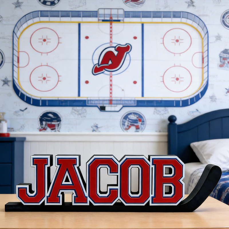 Personalized Ice Hockey Name Sign Featuring Custom Name