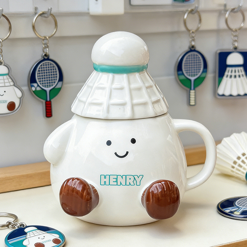 Personalized Badminton Mug Cute Badminton Coffee Cup with Custom Name Gift for Badminton Lovers