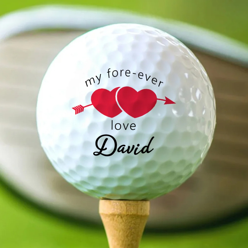 Personalized Fun Red Kiss Lip Shaped Heart Set of 3 Golf Balls Valentine's Day Anniversary Gift for Golf Loving Couples