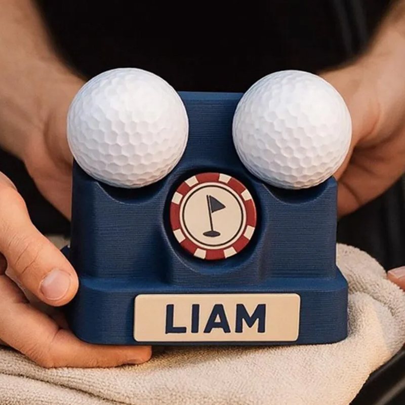 Personalized Golf Ball Poker Chip Display 3D Printed Name Desk Holder Gift for Golf Lovers