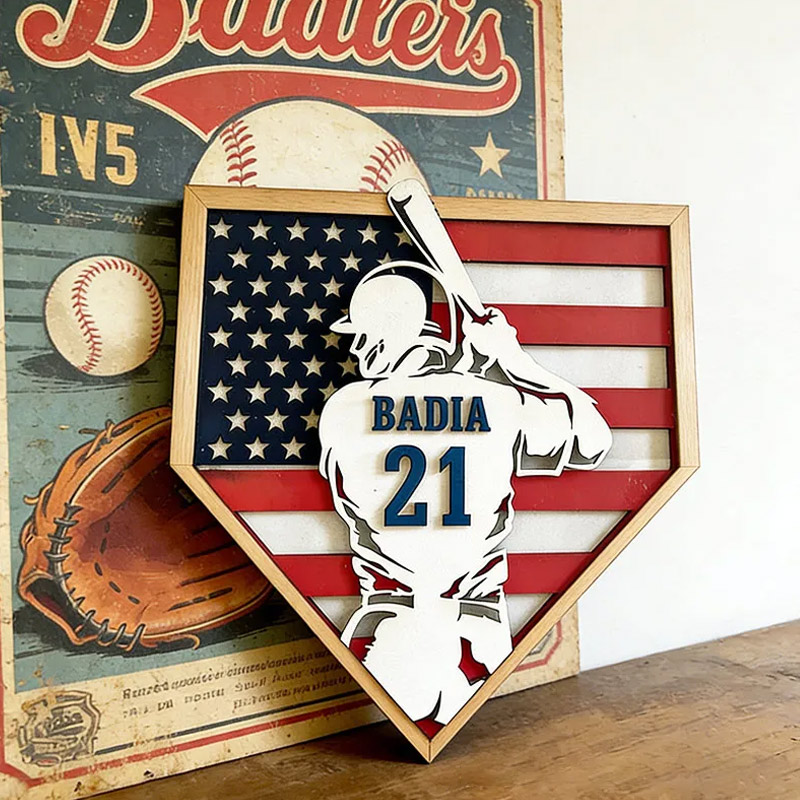 Personalized Baseball Name Sign 3D Baseball Plaque Gift for Baseball Lovers