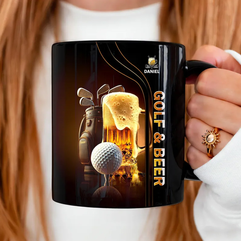 Personalized Golf and Beer Mug with Custom Name Perfect Gift for Golf Lovers