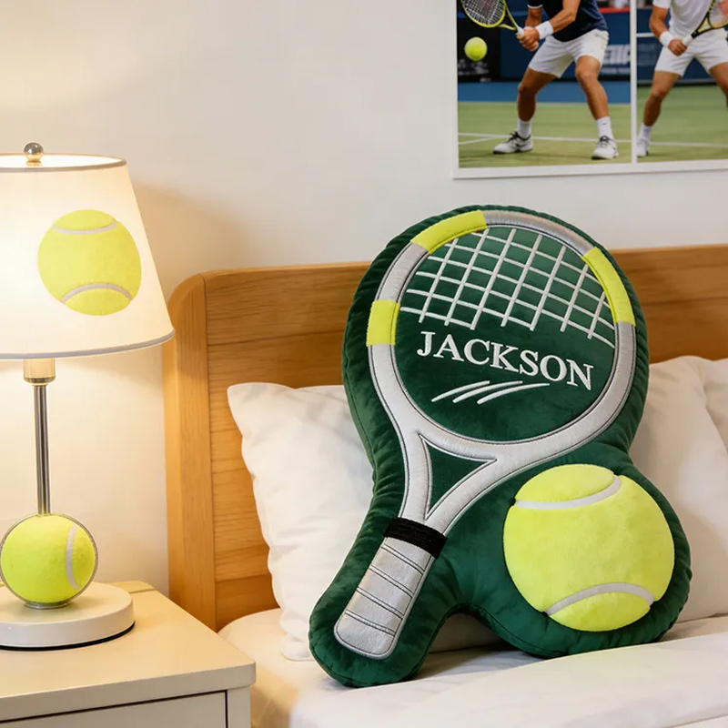Personalize Tennis Pillow Graphic 3D Print Tennis Racket Tennis with Custom Name