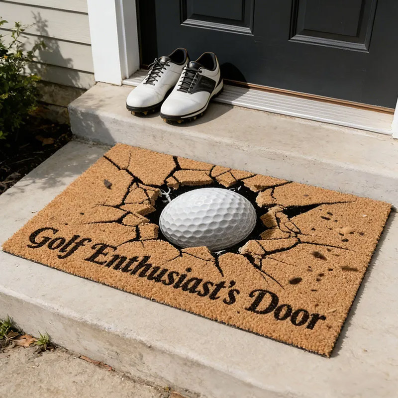 Personalized Golf Doormat  Flat 3D Printing Golf Hole with Customizable Text