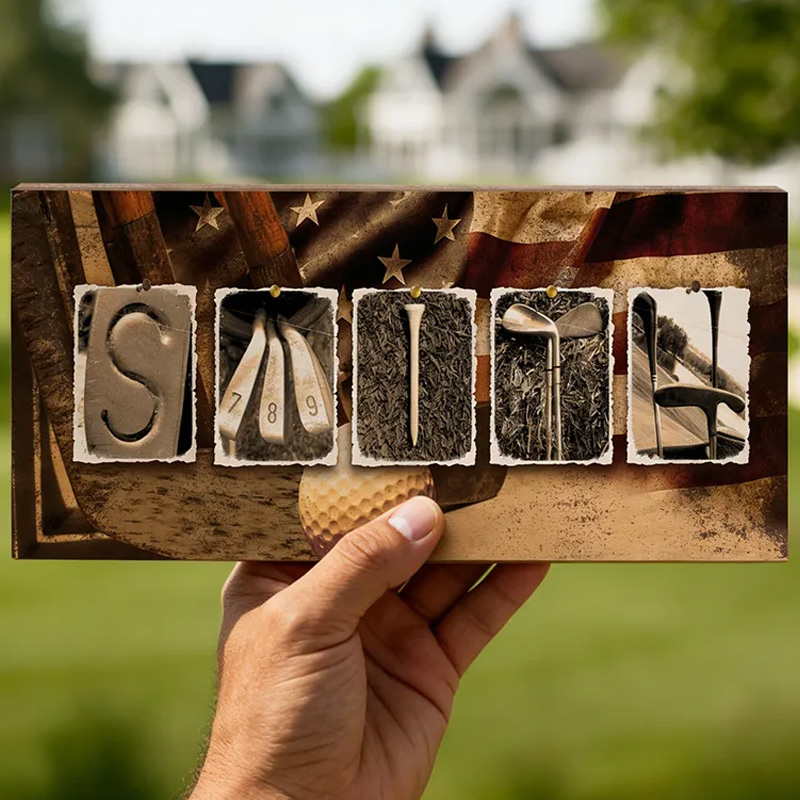 Personalized Golf Wood Sign Golf Gifts for the Golfers Men Golf Room Decor Vintage Golf Name Art