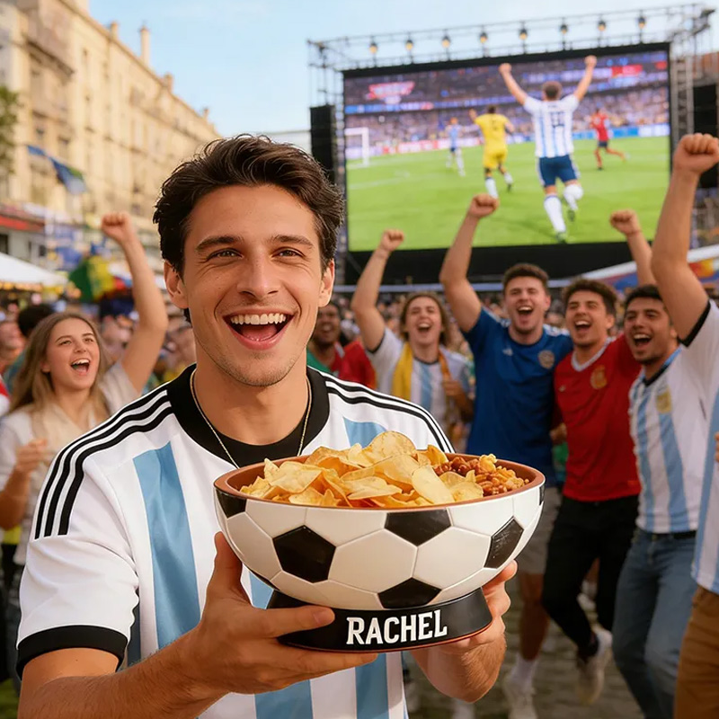 Personalized 3D printed Soccer Ball Snack Bowl with Custom Name TV Snack Bowl Match Day Gift for Football Fans Sports Lover Gift Dad Gift