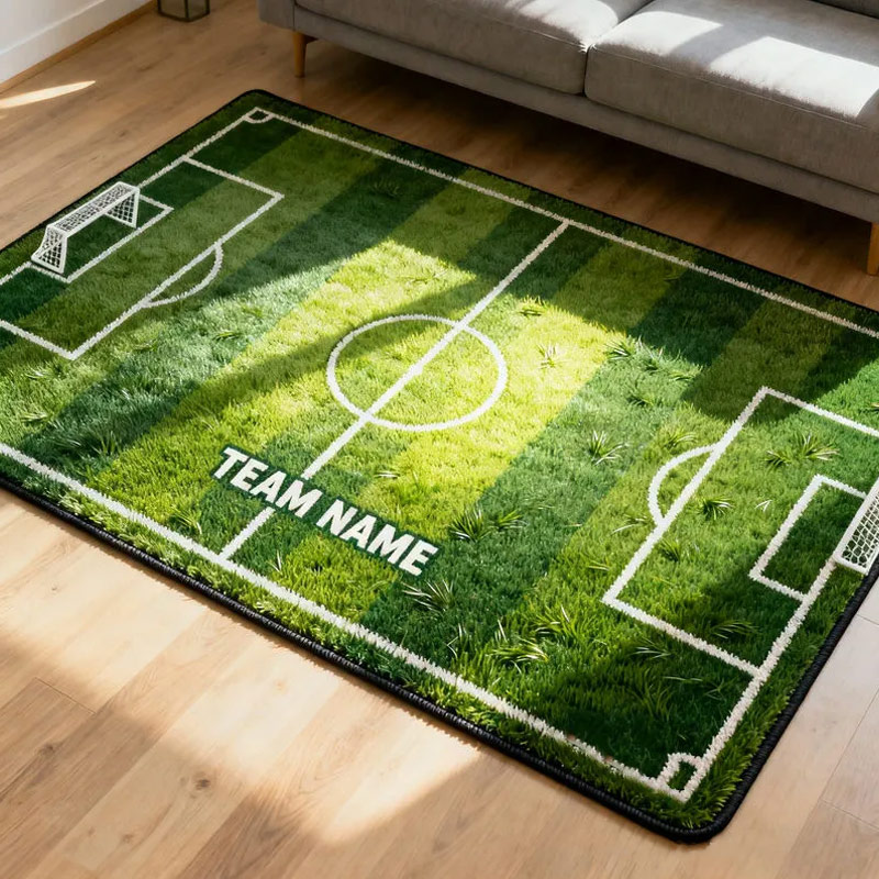 Personalized Soccer Field Rug with Custom Team Name for Kids' Rooms
