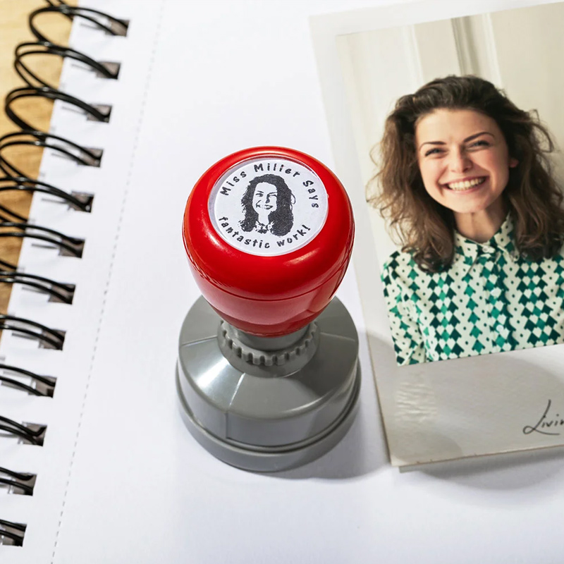 Personalized Face Portrait Self-Inking Teacher Stamp with Text Grading Stationery Back To School Thank You Gift for Teacher