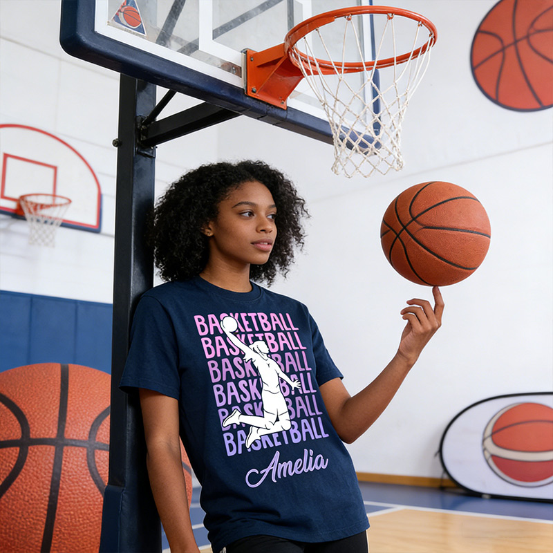 Personalized Basketball T-Shirt Women's Basketball Dunk Basketball Lovers Custom Name
