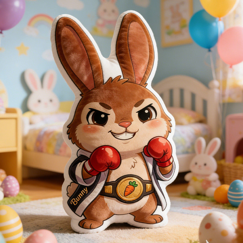 Personalized Bunny Pillow Easter Bunny Sports Bunny with Custom Name Design