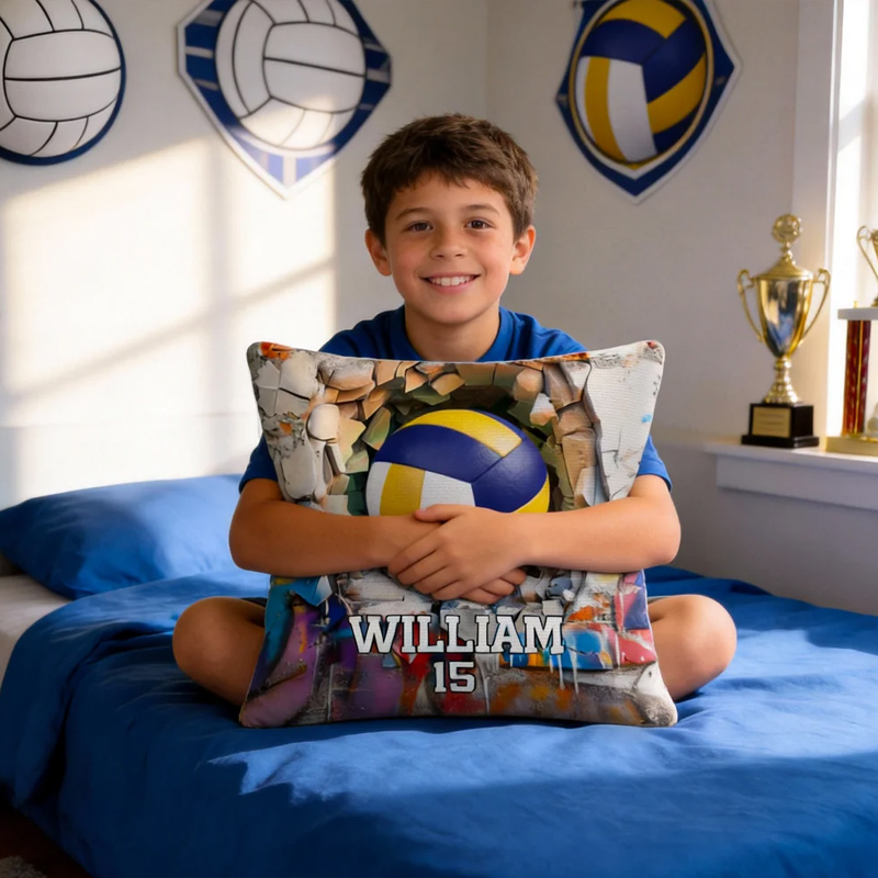 Personalized Ball Sport Design Soft Throw Pillow Cover with Name and Number Home Decor Birthday Gift for Ball Players Lovers