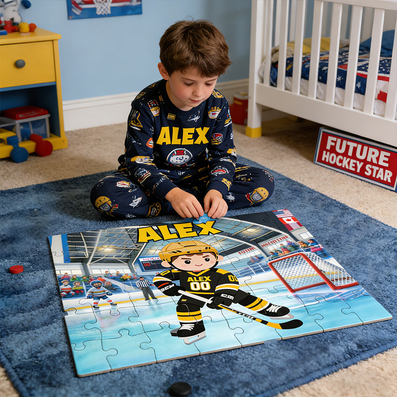 Personalized Hockey Puzzle Ice Hockey Player with Custom Name and Number Perfect Gift for Hockey Enthusiasts
