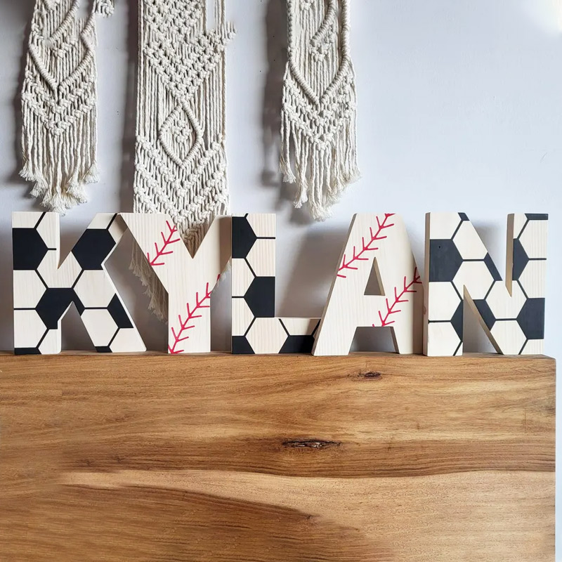 Personalized Wooden Sports Name Sign Sports Letter Wall Decoration Custom Letter