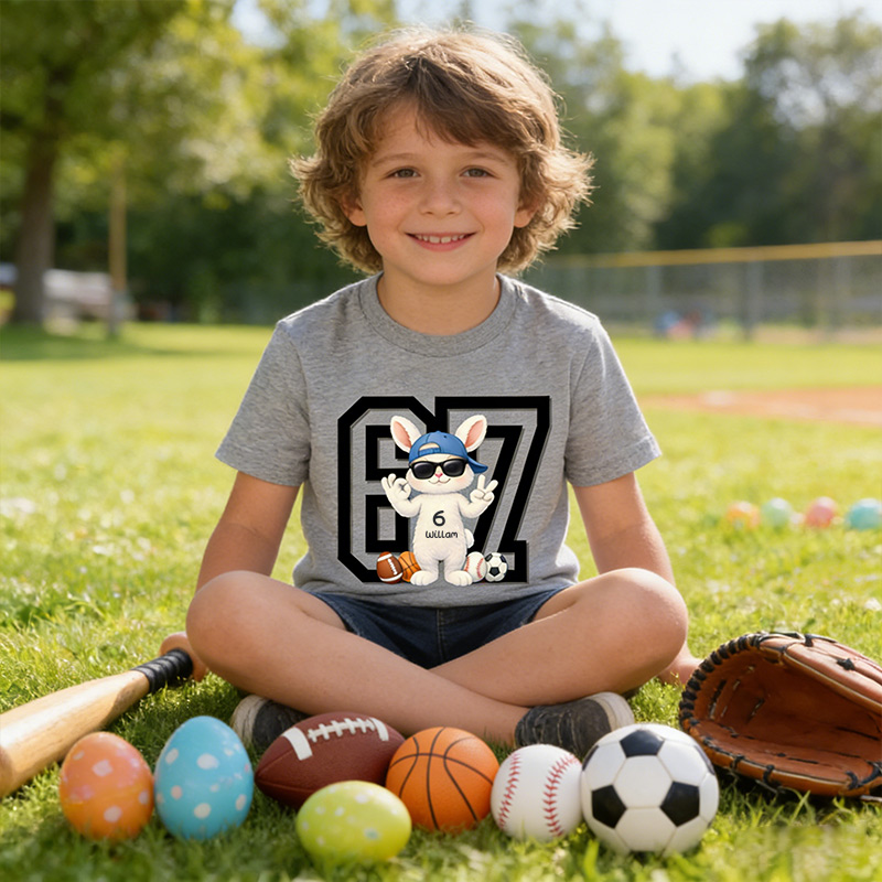 Personalized Easter 67 Sports Kids T-Shirt Bunny 67 Sports Easter Eggs with Custom Name and Name