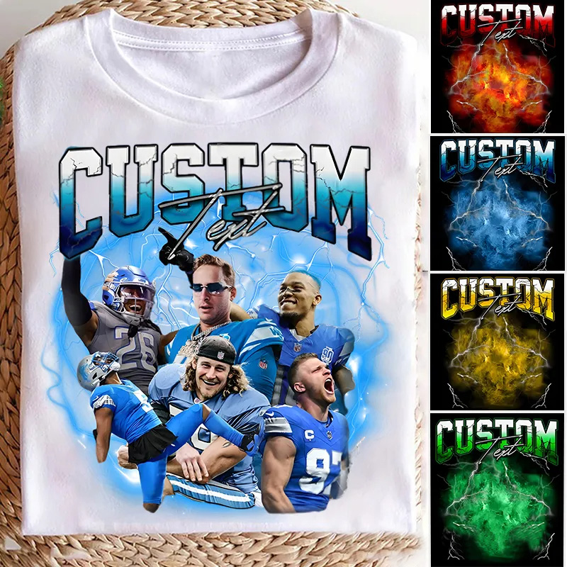 Personalized Lightning Themed Athlete Graphic T-Shirt with Custom Photos and Text Sale-megacustom