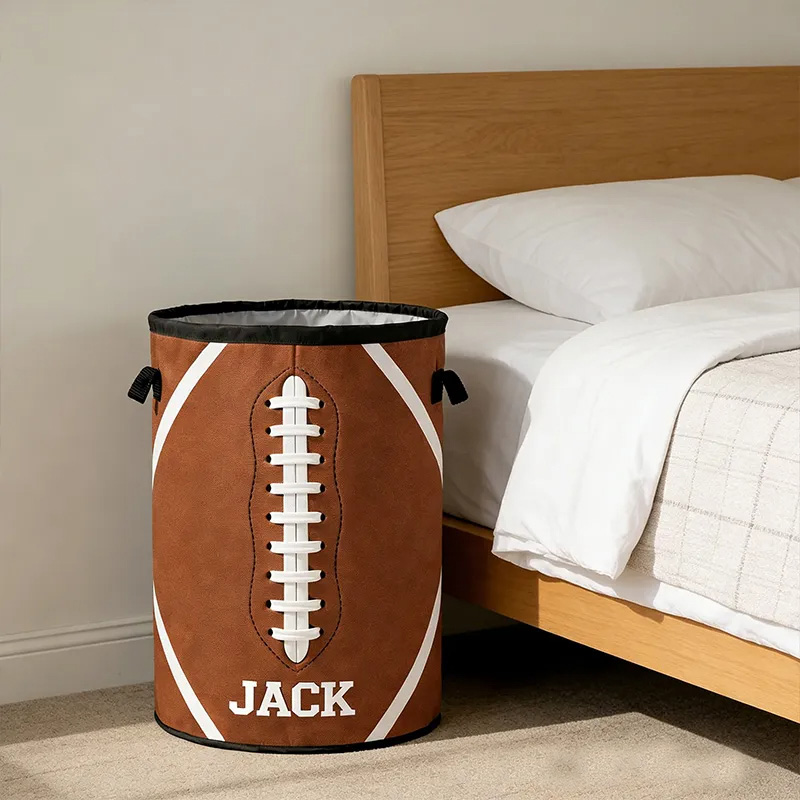 Personalized American Football Laundry Hamper with Custom Name Design