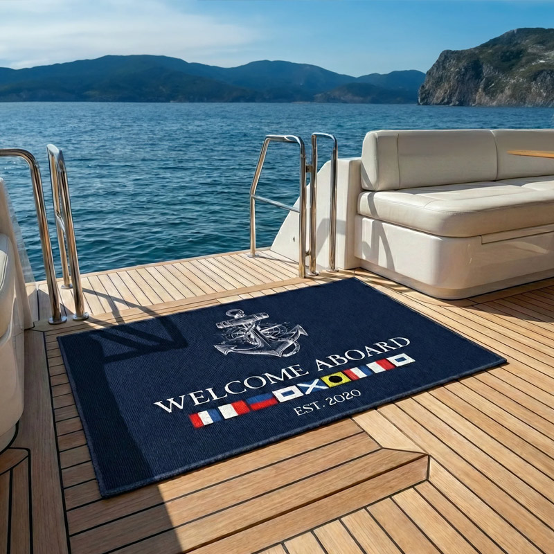 Personalized Nautical Doormat Custom Name In Nautical Flags Gift For Maritime Dad Captain