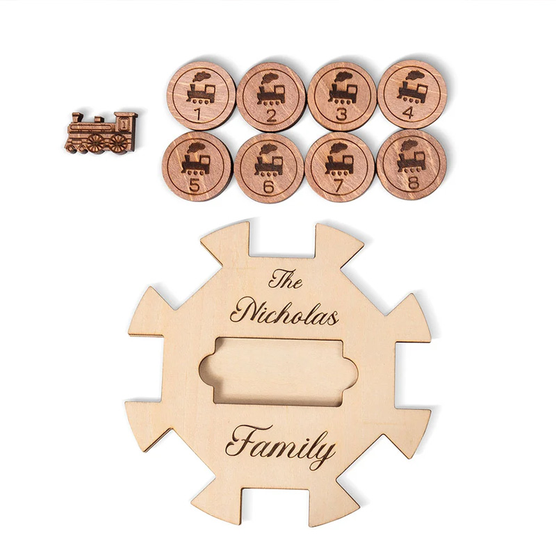 Personalized Wooden Mexican Train Domino Hub & Holder Engraved Basswood Set 11 or 15 Holder Gift for Family