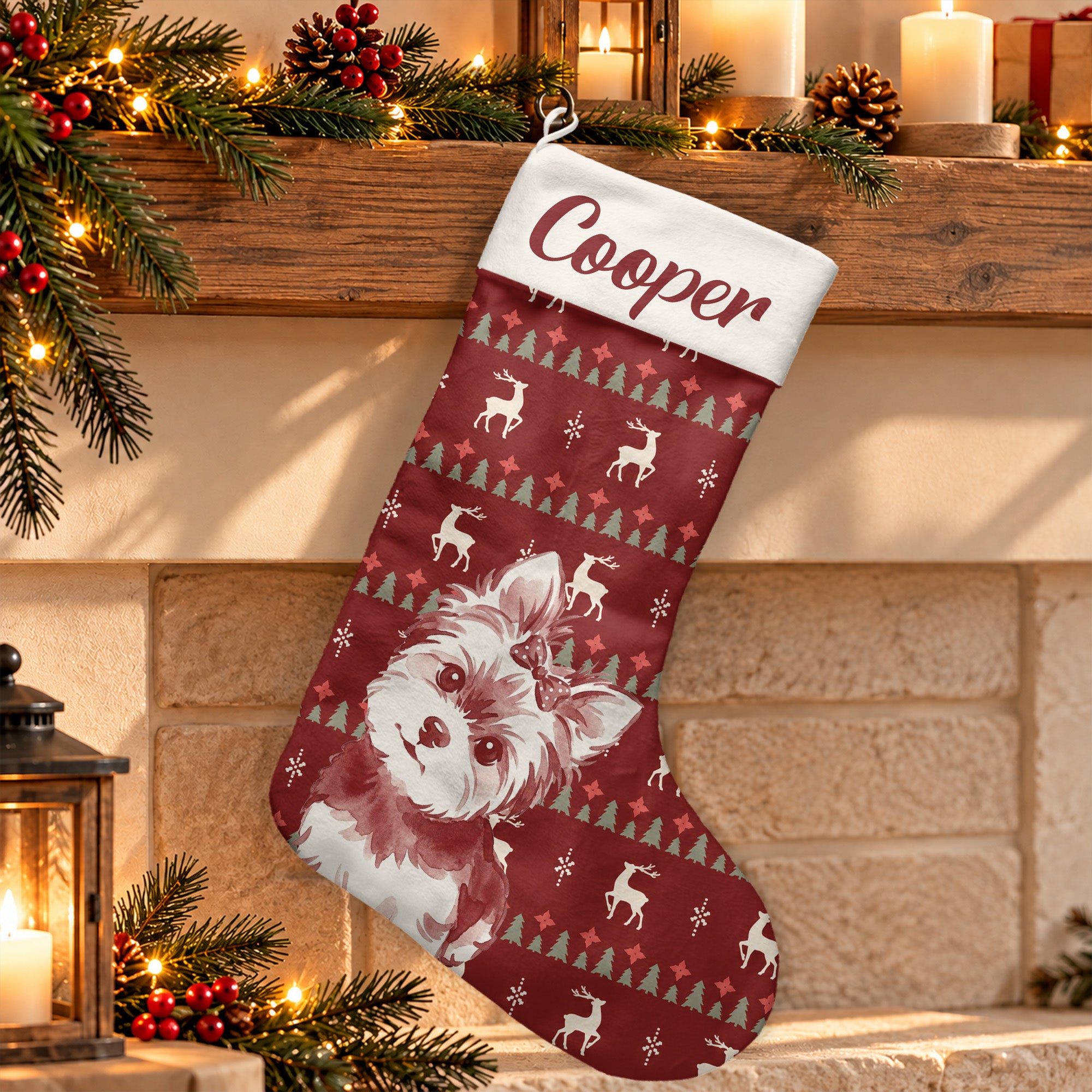 Personalized Photo Family Members Pet Dog Cat Christmas Decor - Personalized Stocking