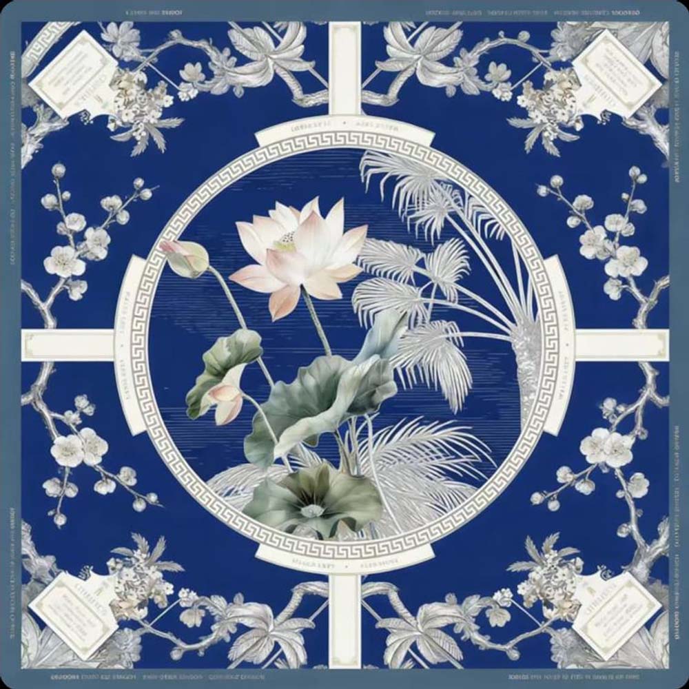 Lotus Mahjong Mat Botanical Game Table Pad Noise Reducing Gaming Desk Cover