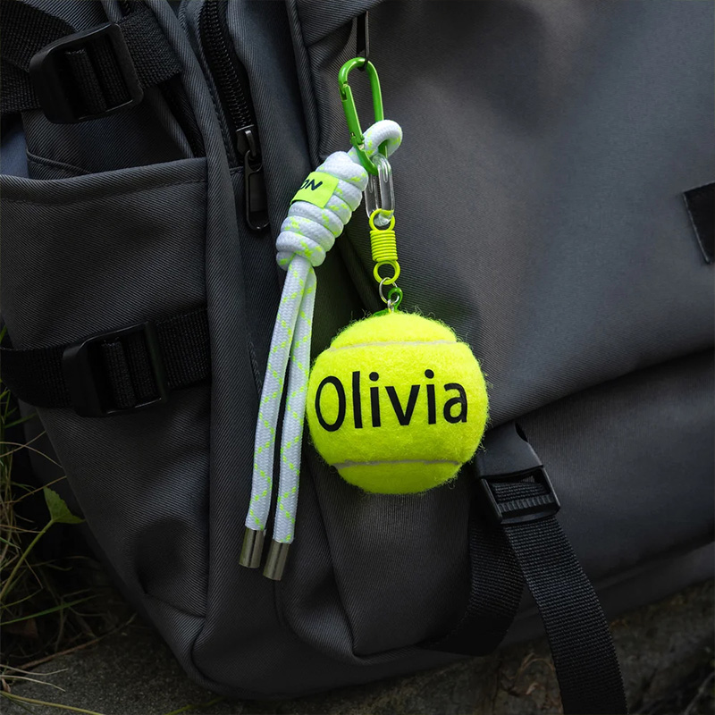 Personalized Tennis Ball Keychain with Name Bag Charm Christmas Birthday Team Gift for Coach Tennis Lovers Teammates