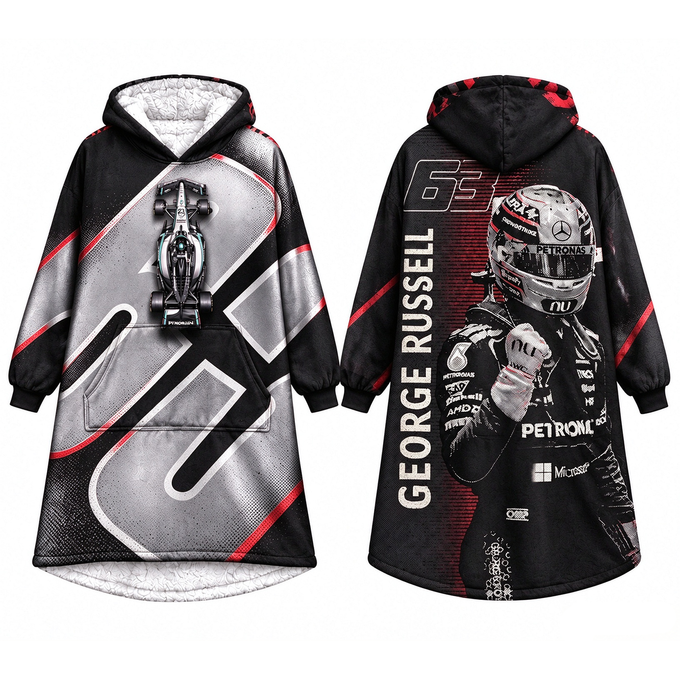 [Copy]Racing Driver Max Themed Fleece Lined Oversized Hooded Robe, Motorsport Fan Wearable Blanket Hoodie, Multiple Colors Available