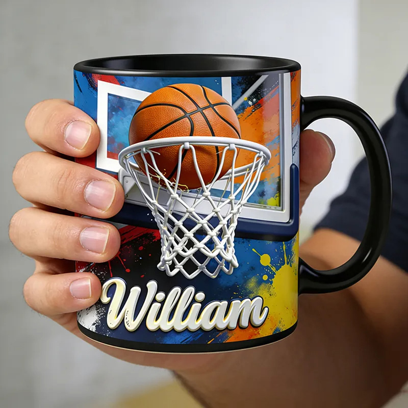 Personalized Basketball Slam Dunk Coffee Mug for Basketball Enthusiasts