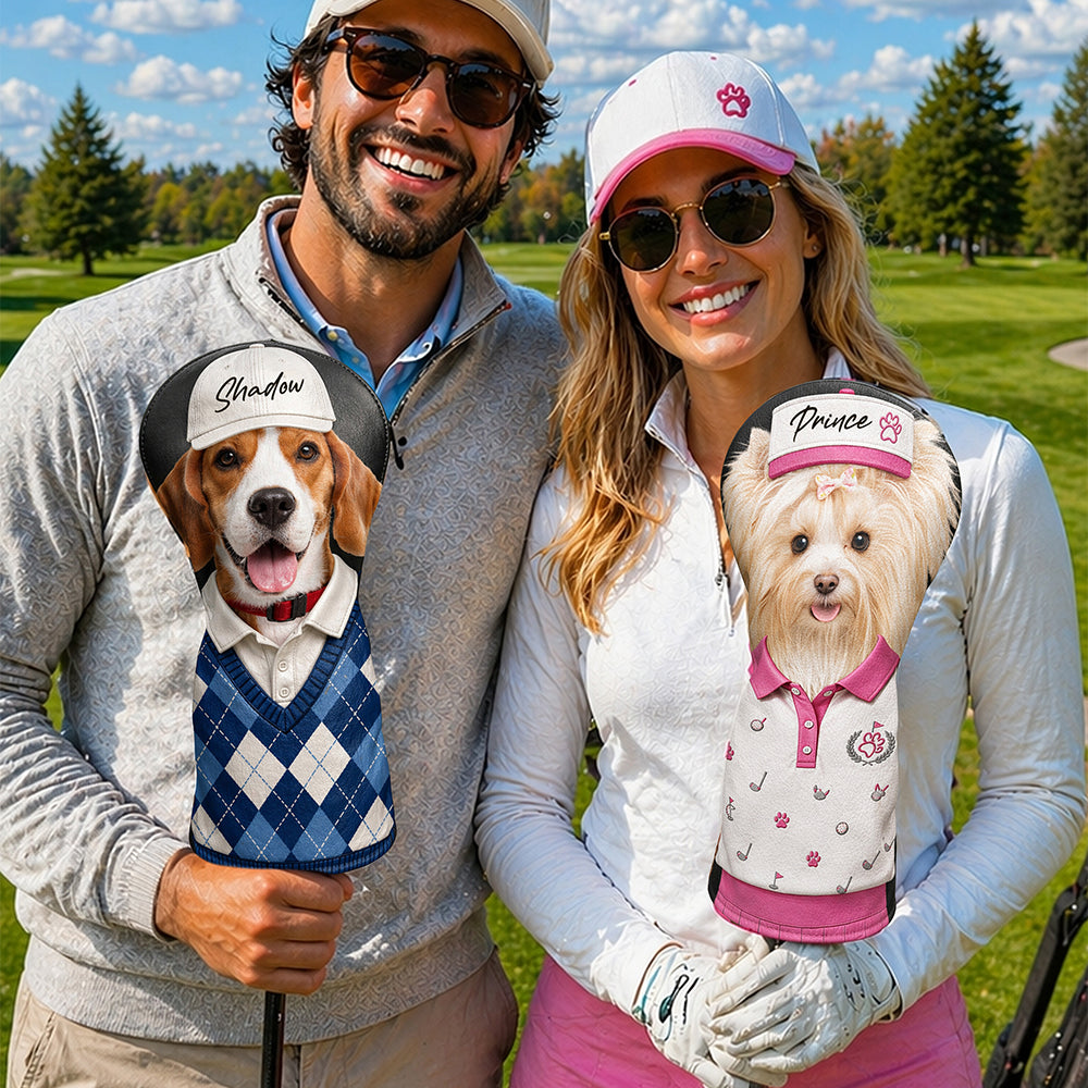 Personalized Pet Photo Golf Head Cover Golf Club Cover Gift For Dog Cat Dad Mom Golf Lovers 