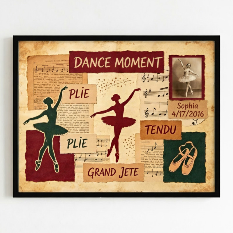 Personalized Retro Dance Moment Posters Wall Art Custom Title and Photo Commemorating Dance Competitions and Performances Gifts for Moms Grandmas Dance Teachers or Dance Studios