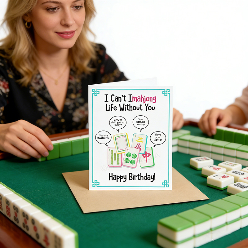 Personalized Mahjong Birthday Card Mah Jong Tiles Gift Greeting Card Punny Greeting Custom Text Gift for Mahjong Player